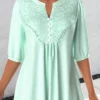 Plus Size Three Quarter Length Sleeve Blouse
