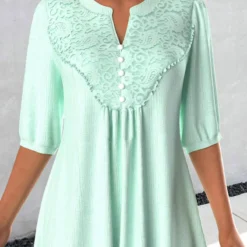Plus Size Three Quarter Length Sleeve Blouse