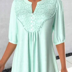 Plus Size Three Quarter Length Sleeve Blouse -Rosewe Online Store 325990 P 1677050284297