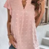 Light Pink V Neck Split T Shirt