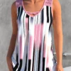 Striped Criss Cross Light Pink Tank Top