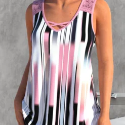 Striped Criss Cross Light Pink Tank Top 5 Striped Criss Cross Light Pink Tank Top -Rosewe Online Store 326741 P 1676534163470