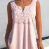 Light Pink Round Neck Lace Tank Top