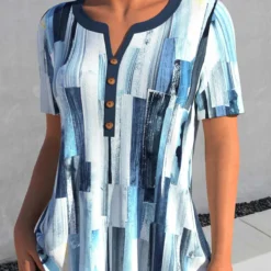 Geometric Print Blouse -Rosewe Online Store 327187 P 1676963141350