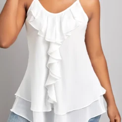 White Scoop Neck Strappy Camisole Top