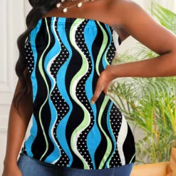 Neon Blue Bandeau Tribal Print Tank Top 5 Neon Blue Bandeau Tribal Print Tank Top -Rosewe Online Store 327426 P 16774673268652