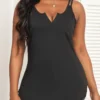 Double Straps Split Black Camisole Top