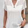 White Short Sleeve Lace T Shirt
