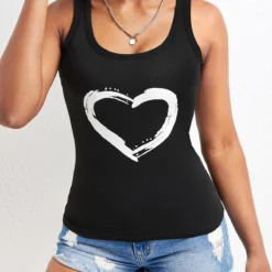 Scoop Neck Black Strappy Tank Top