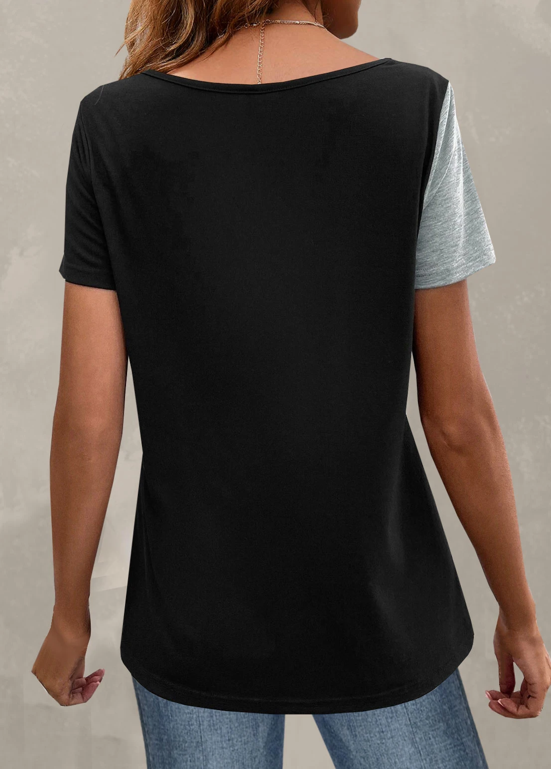 Plus Size Light Grey Marl Button T Shirt 2 Plus Size Light Grey Marl Button T Shirt - Image 2