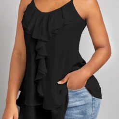 Black Scoop Neck Strappy Camisole Top 13 Black Scoop Neck Strappy Camisole Top -Rosewe Online Store 329155 P 16787064632402