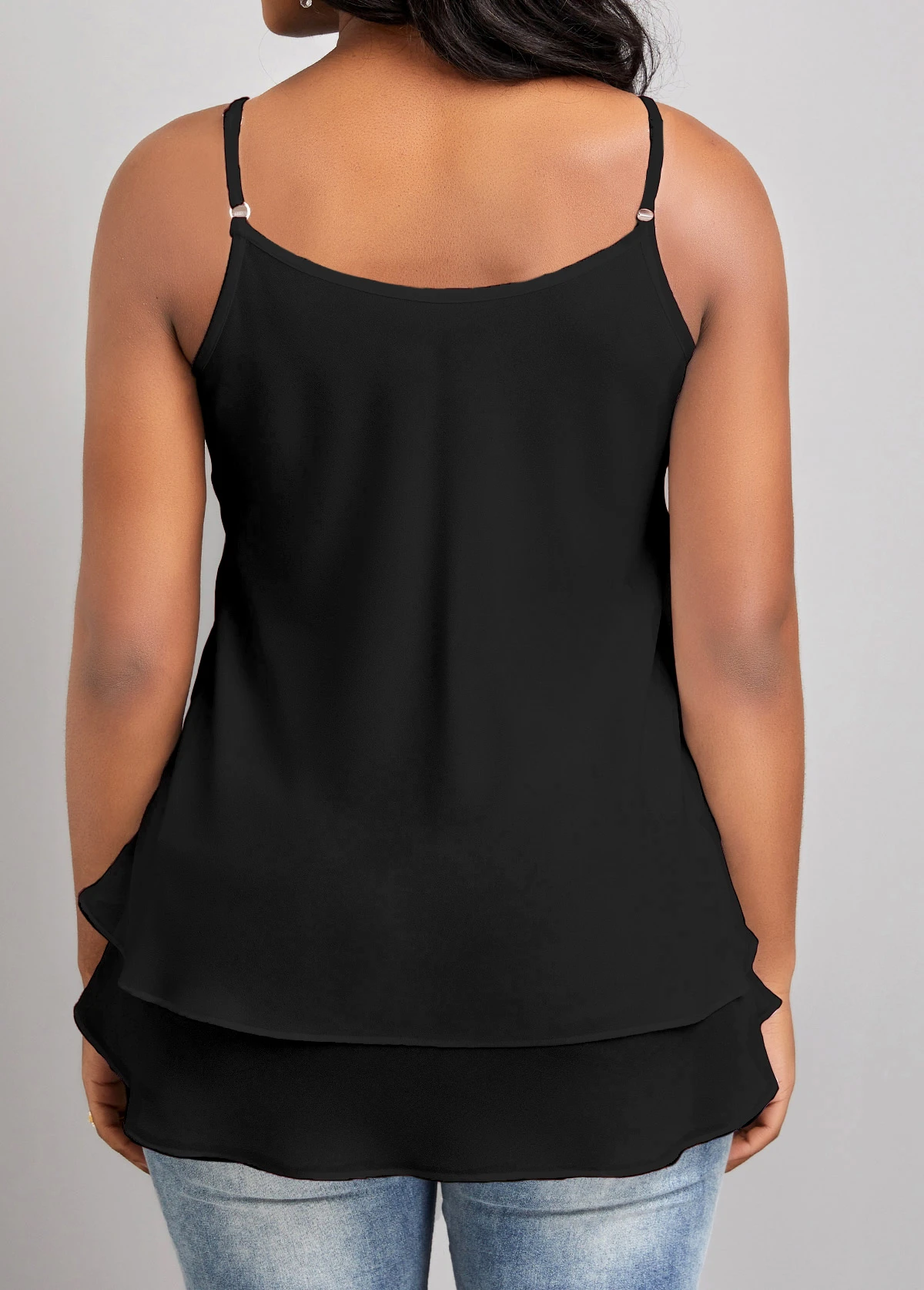 Black Scoop Neck Strappy Camisole Top 5 Black Scoop Neck Strappy Camisole Top - Image 5