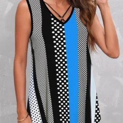 Polka Dot Circular Ring Black Tank Top -Rosewe Online Store 329864 P 1679484187744