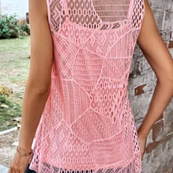 Plus Size Pink Two Piece Sleeveless Tank Top -Rosewe Online Store 330445 P 16835128791391