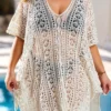 Beige Plus Size Tassel Cover Up