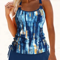 Mid Waisted Dusty Blue Plus Size Tankini Set