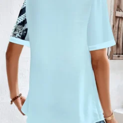 Plus Size Light Blue Button Striped Blouse -Rosewe Online Store 331641 P 1683351027770