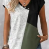 Plus Size Sage Green Button T Shirt
