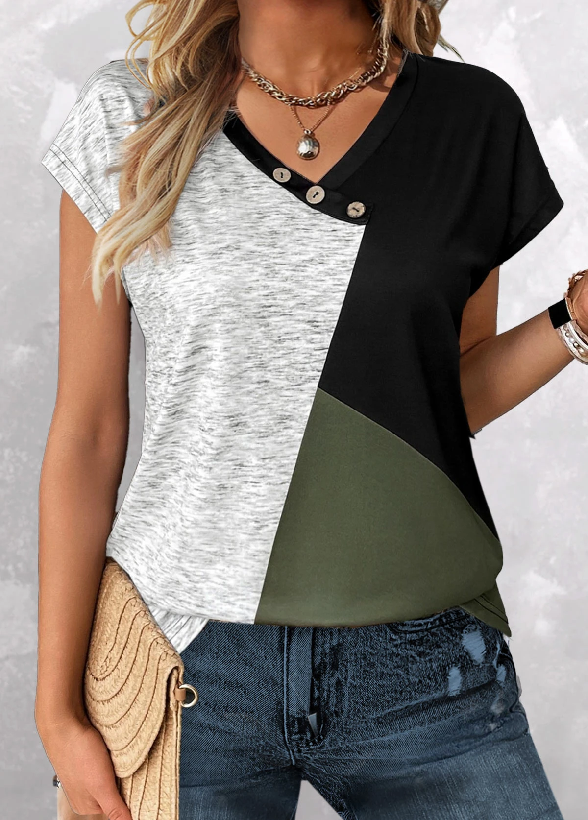 Plus Size Sage Green Button T Shirt 3 Plus Size Sage Green Button T Shirt - Image 3