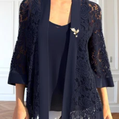 Two Piece V Neck Navy Tank Top And Camsiole