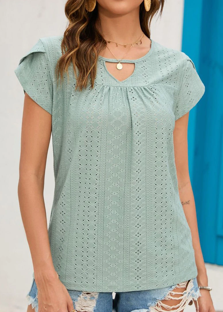 Short Sleeve Cut Out Sage Green T Shirt 3 Short Sleeve Cut Out Sage Green T Shirt - Image 3