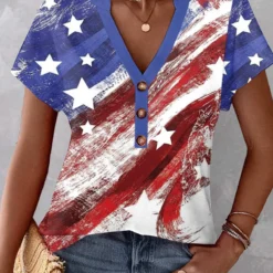 Plus Size Multi Color Button T Shirt -Rosewe Online Store 334624 P 1686831461609