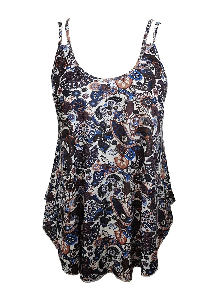 Tribal Print Asymmetry Dark Camel Camisole Top 3 Tribal Print Asymmetry Dark Camel Camisole Top - Image 3