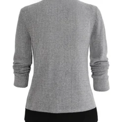 Round Neck Layered Light Grey Marl Blouse 11 Round Neck Layered Light Grey Marl Blouse -Rosewe Online Store 336517 P 16947410543305 1