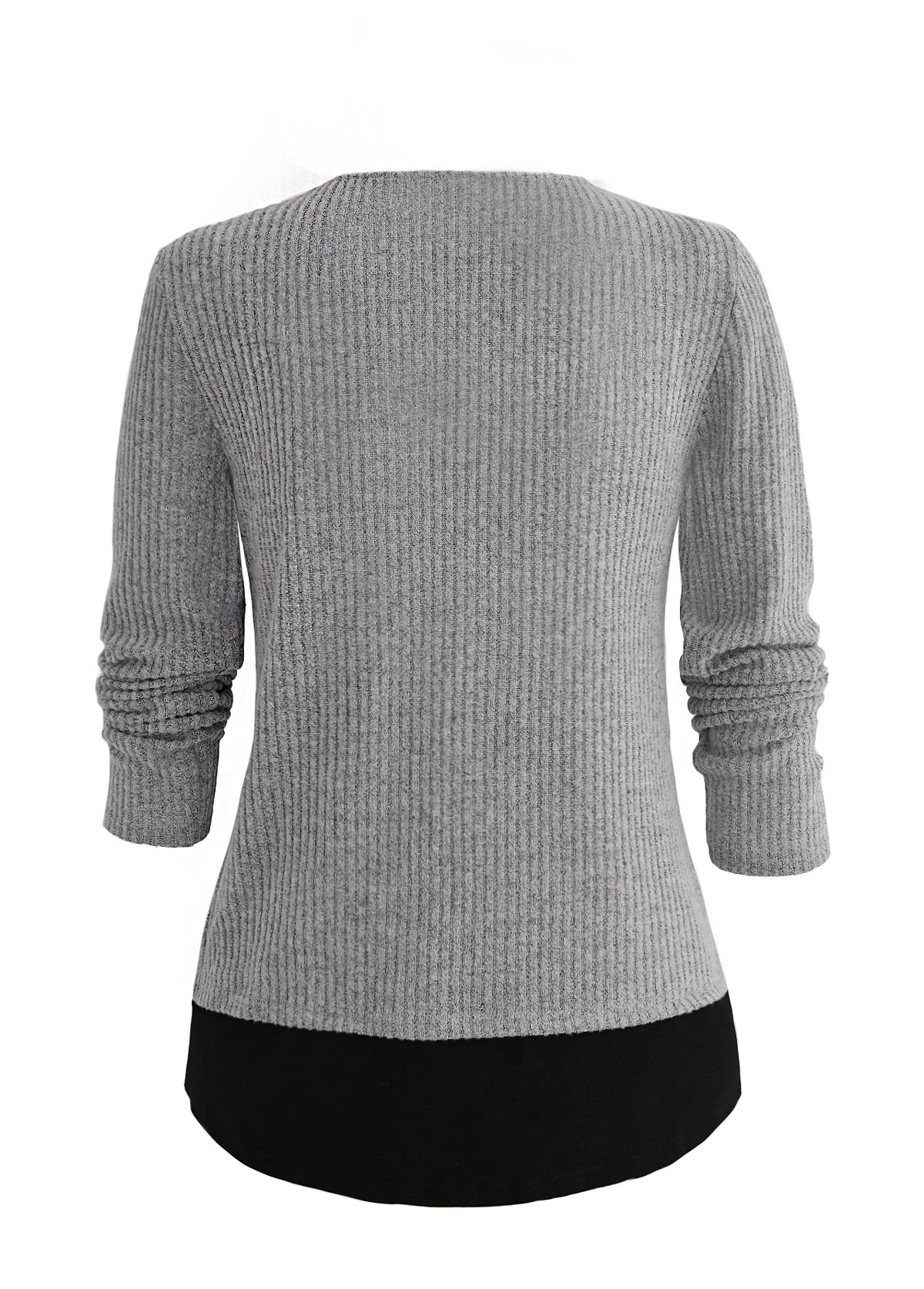Round Neck Layered Light Grey Marl Blouse 6 Round Neck Layered Light Grey Marl Blouse - Image 6