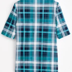 Plaid Fake 2in1 Peacock Blue T Shirt -Rosewe Online Store 338553 P 1694052129731