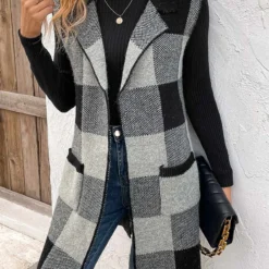 Plaid Pocket Black Friday Lapel Sleeveless Waistcoat 7 Plaid Pocket Black Friday Lapel Sleeveless Waistcoat -Rosewe Online Store 339908 P 16921743465132