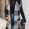 Plaid Pocket Black Friday Lapel Sleeveless Waistcoat